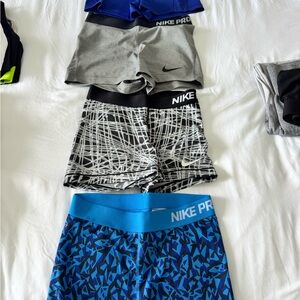 Nike Pro Shorts Trio - Gray, Black, Blue